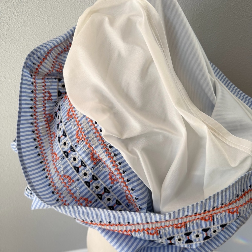 THML Blue and White Striped Cotton Sun Dress with Tassels & Embroidered Details - Picture 10 of 14